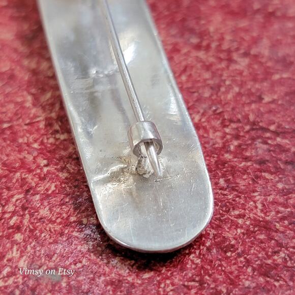 Vintage Sterling Silver Abalone Brooch, Art Deco Design - Picture 9 of 10